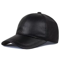 New Male Genuine Leather Baseball Caps Casual Hockey Golf Fishing Gorras Coffee/Brown Trucker Hat For Man Cowhide Adjustable