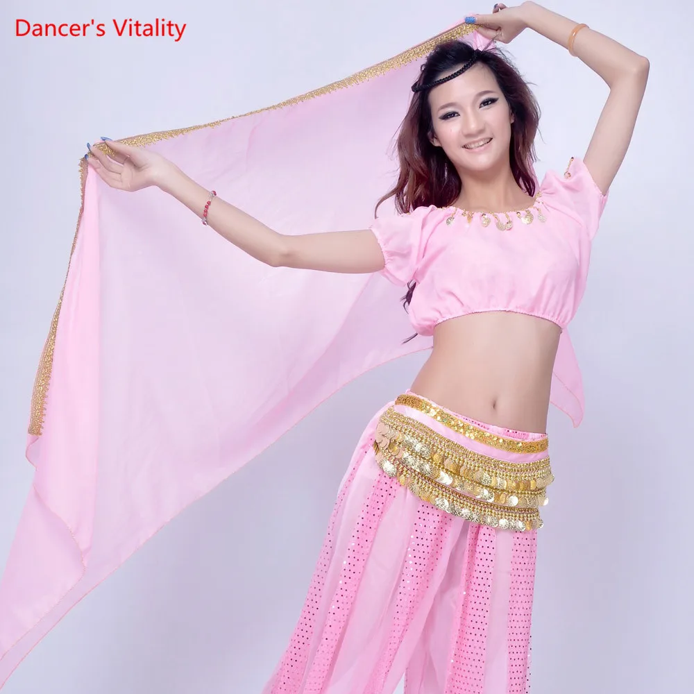 Chiffon Sari Dancewear India Belly Dancing Clothes Head Wrap Scarf Headpiece Bollywood Dance Costume Head Veils