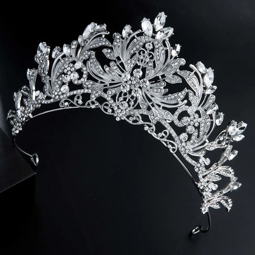 Semicircle Crown Wedding Tiara Pageant Ornaments with Glittering Rhinestones for Bride Bridesmaid Princess Costume