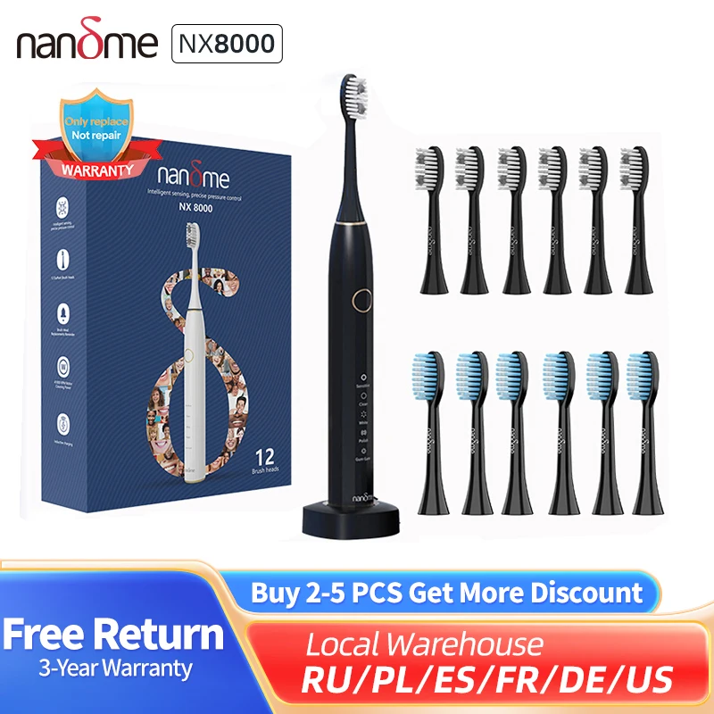 Nandme NX8000 Smart Sonic Electric Toothbrush IPX7 Waterproof Micro Vibration Deep Cleaning Whitener Without Hurting Teeth