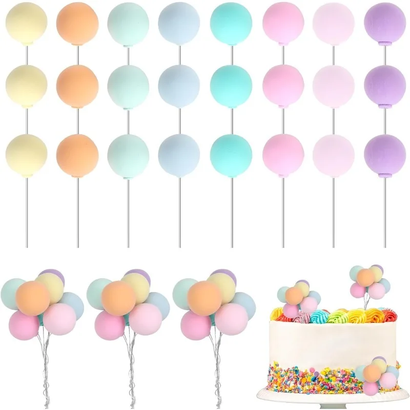 8/24Pcs Mini Balloon Cake Color Spherical Cake DIY foam Ball Cupcake Top Layer Children's Birthday Wedding Party Cake Decoration