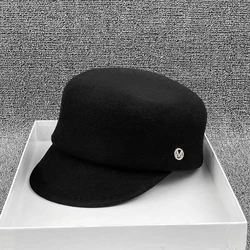 2024 New laotou chic dropshipping winter wool felt japan m letter street visors cap men women leisure Equestrian hat