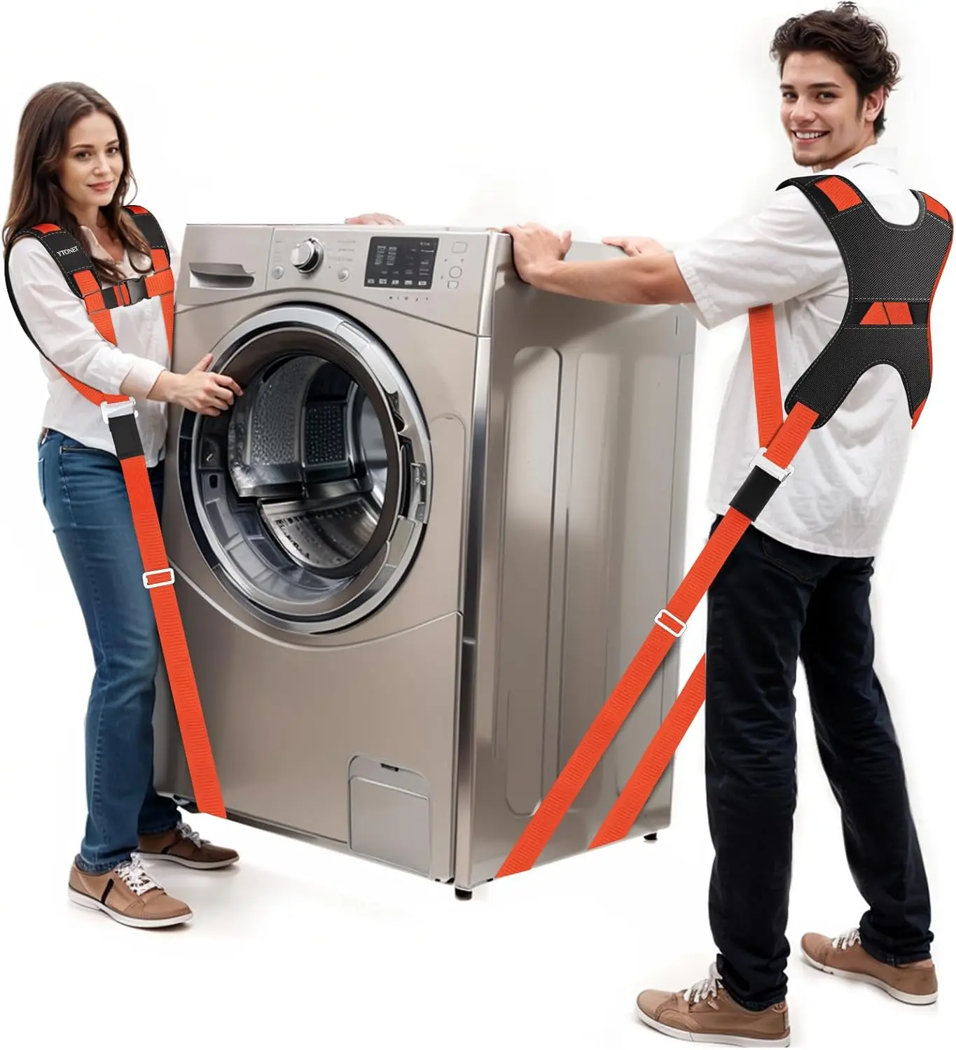 2-Person Lifting Straps with Padded Back Support, 800 lbs Capacity, Easy Move Heavy Furniture & Appliances