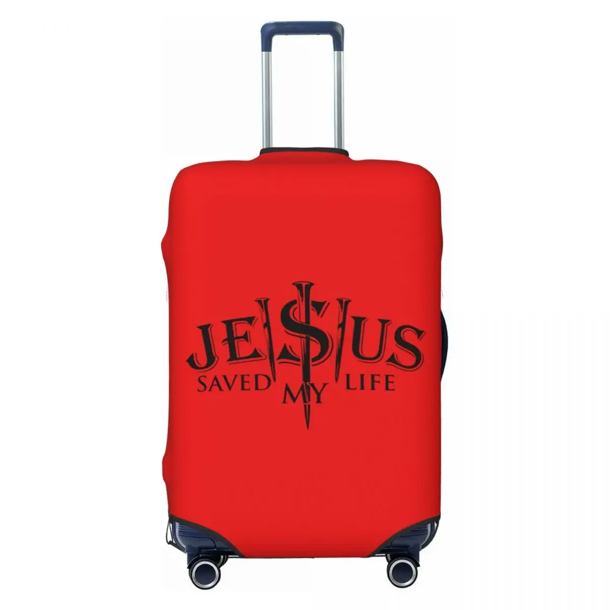 Custom Jesus Saved My Life Travel Luggage Cover Washable Christ Religion Christian Faith Suitcase Cover Protector Fit 18-32 Inch