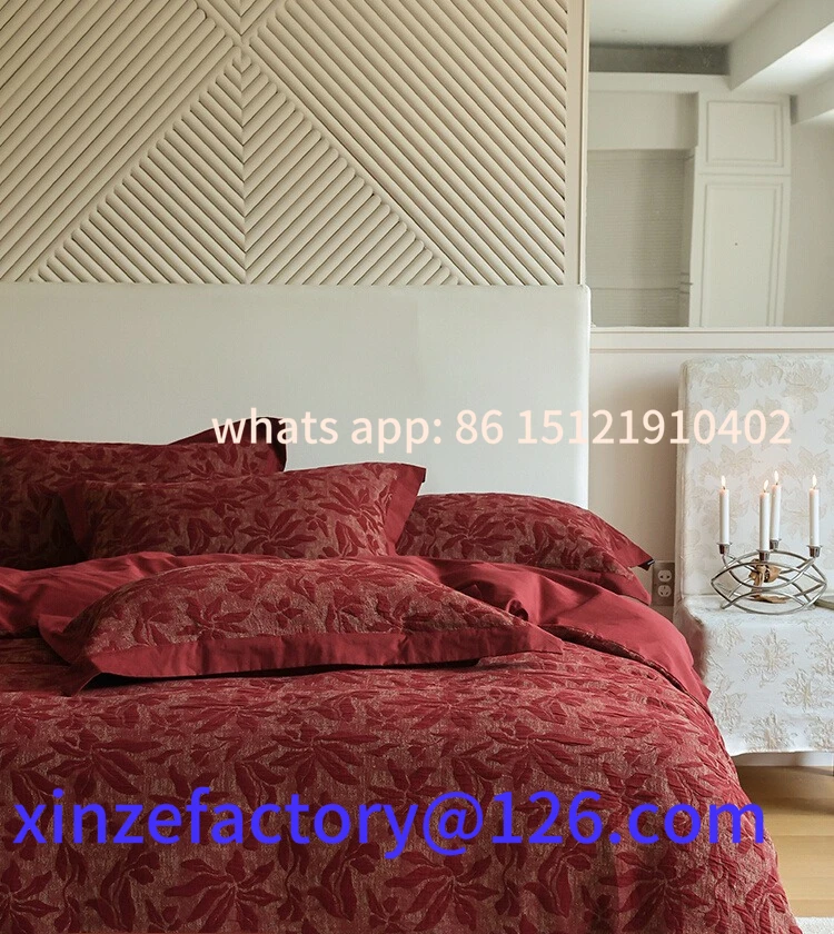 

Customizable four-piece new wedding happy quilt red cotton high-end wedding room bedding