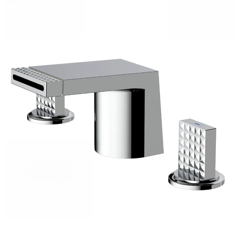 

Бытовой раздельный смеситель для раковины, смеситель для шкафа в ванной комнате, пистолет для смесителя для раковины с тремя отверстиями в стиле водопада, серый