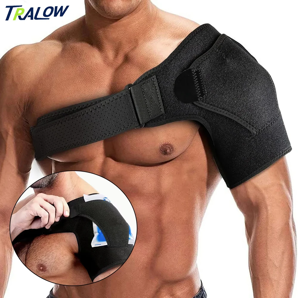 

TRALOW Adjustable Shoulder Brace with Pressure Pad Neoprene Support Sleeve for Torn Rotator Cuff Tendonitis Pain Relief Unisex
