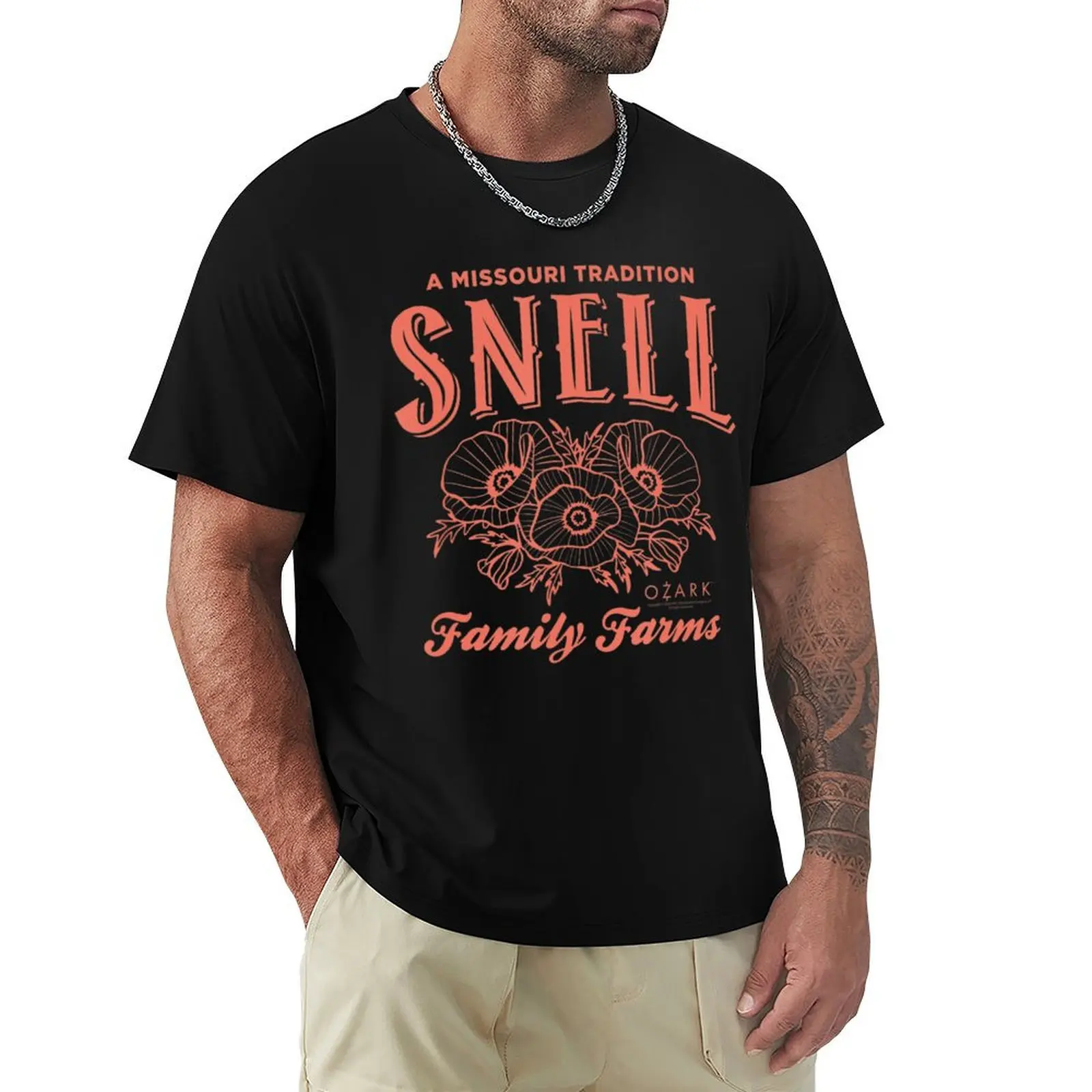 

Ozark Snell Family Farms Coral T-Shirt Plus Size Street Style Tee