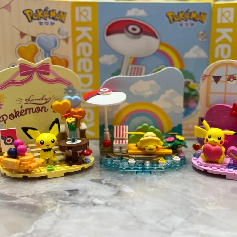

Оригинальный Keeppley Pokemon DIY Пикачу Снорлакс Иви Psyduck Building Pichu Block Экшн-модель Аниме Настольное украшение Детские игрушки