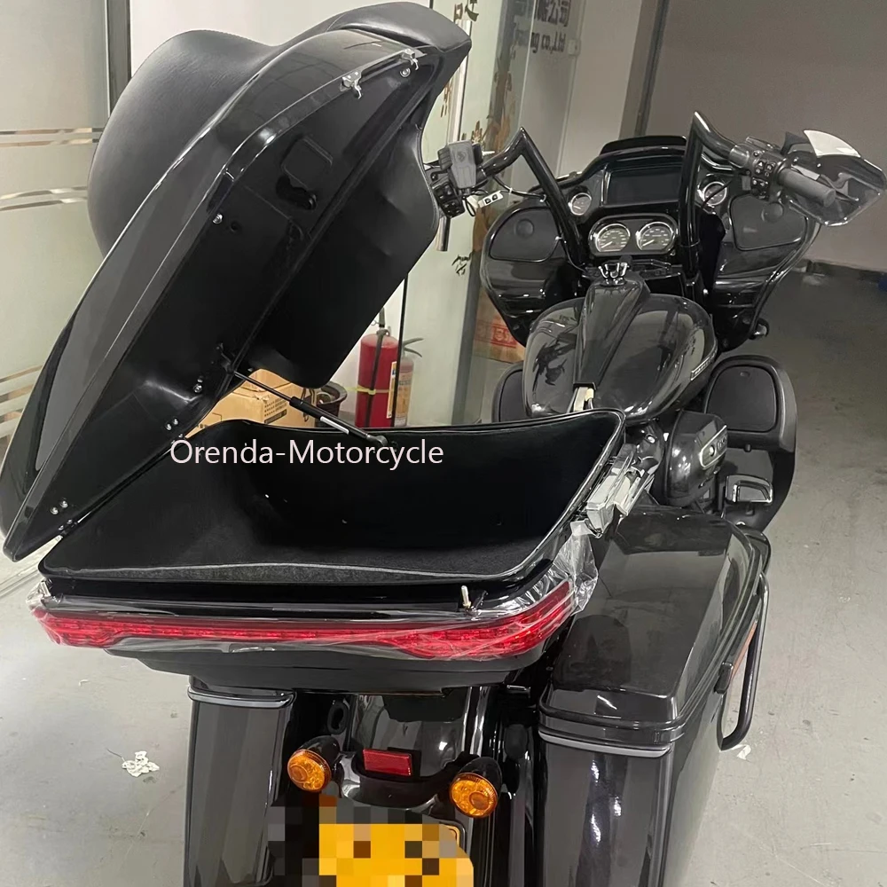 ل هارلي بجولة CVO الطريق الإنزلاق شارع الإنزلاق الطريق الملك 2014-2023 دراجة نارية الملك المفروم حزمة الجذع دعم قضيب الخلفي الهيدروليكي