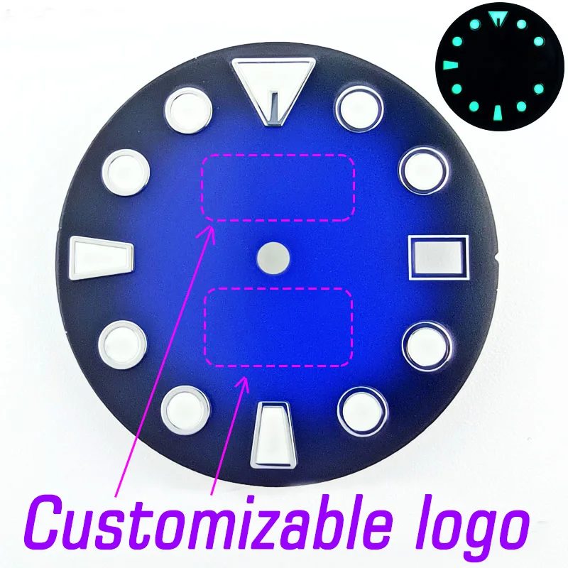 28.5mm NH Watch Dial Watch Faces For 35 movement C3 Super Luminous Custom Dial DIY Logo Single Calendar