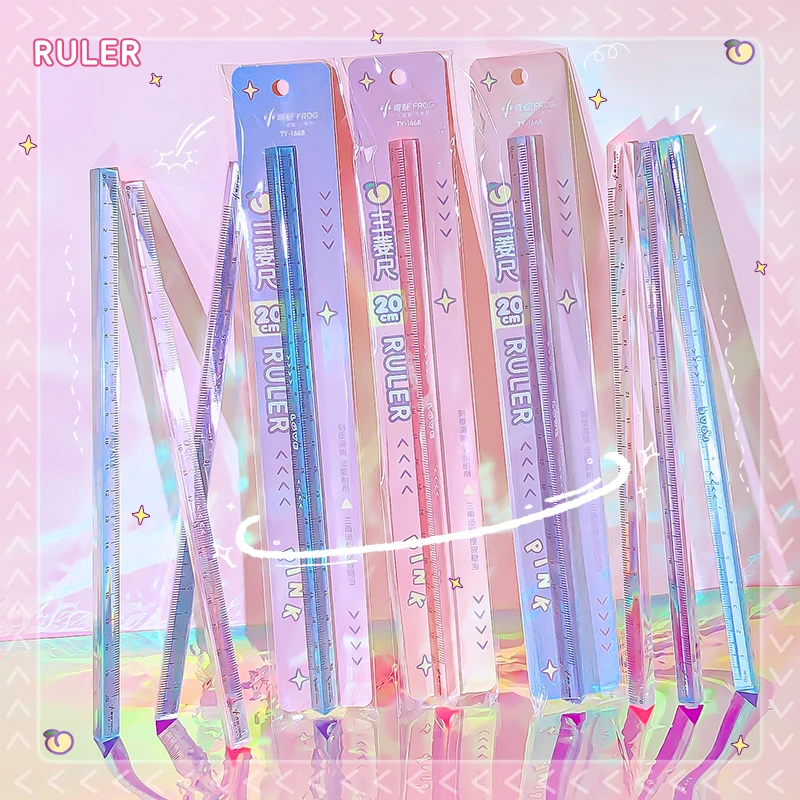 Estetyczne artykuły papiernicze kawaii powrót do przyborów szkolnych przydatne w szkole Rysunek architektury Prosta linijka rzeczy szkolne