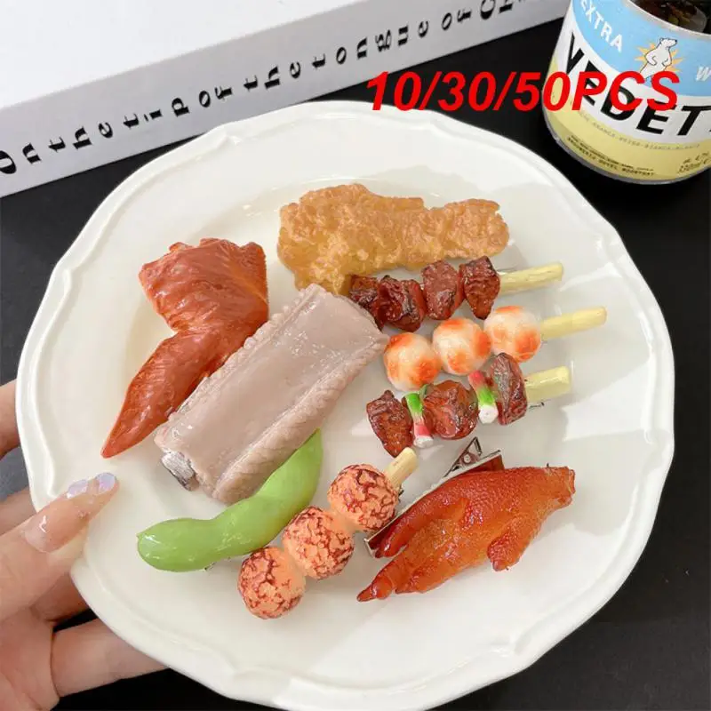 10/30/50PCS Bangs Clip No Harm To Hair Selected High-quality Alloy Materials Interesting Funny Food Hairpin Barbecue Hairpin