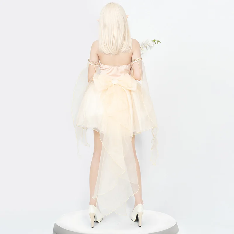 Abito da elfo a farfalla cosplay Abito da donna con top a tubo con giunture in rete senza schienale skinny in vita cosplay