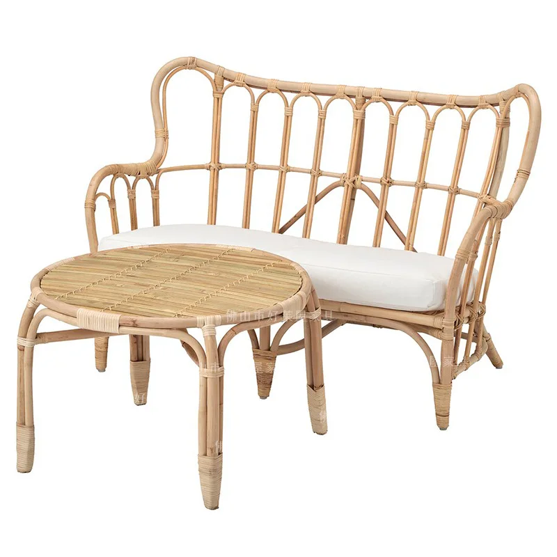 

ZMLreal rattan sofa set, rattan chair, small coffee table, balcony set - minimalist style