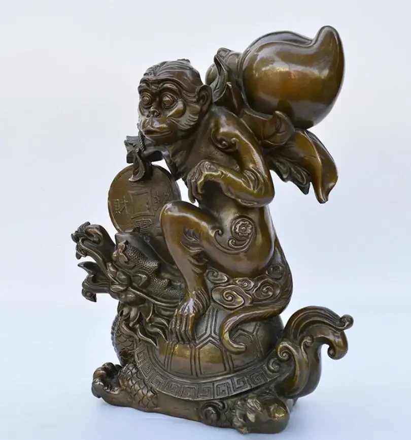 Metal crafts pure copper monkey climbing turtle offering birthday gifts Chinese Zodiac monkey ornaments wholesale