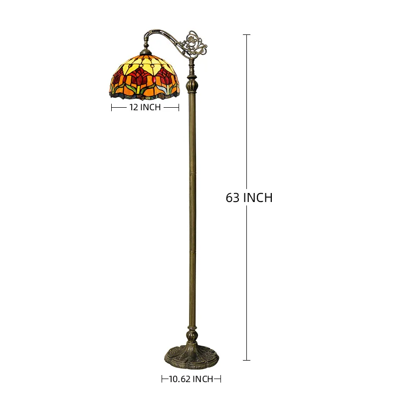 

European Tiffany Stained Glass Craft Lamp Retro Floor Lamp Living Room Bedroom Lamp Creative Floor Table Lamps