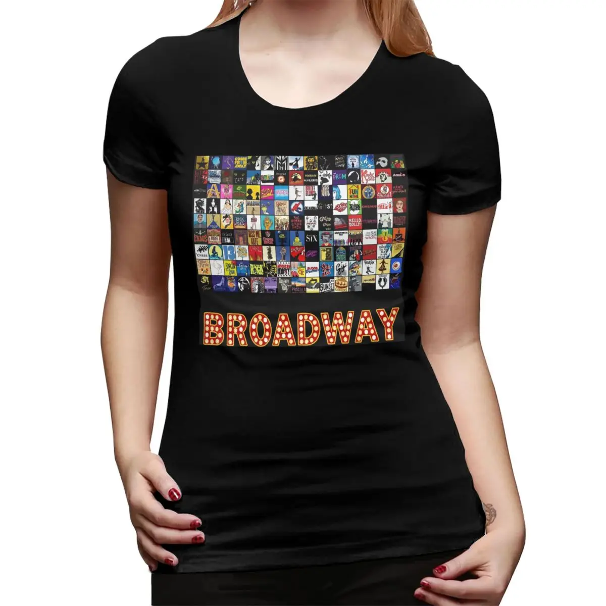 

Broadway Musical Theatre Logos - Hand Drawn T-Shirt for Women O-Neck Streetwear T Shirts Women's Tees Short Summer Clothes Tops