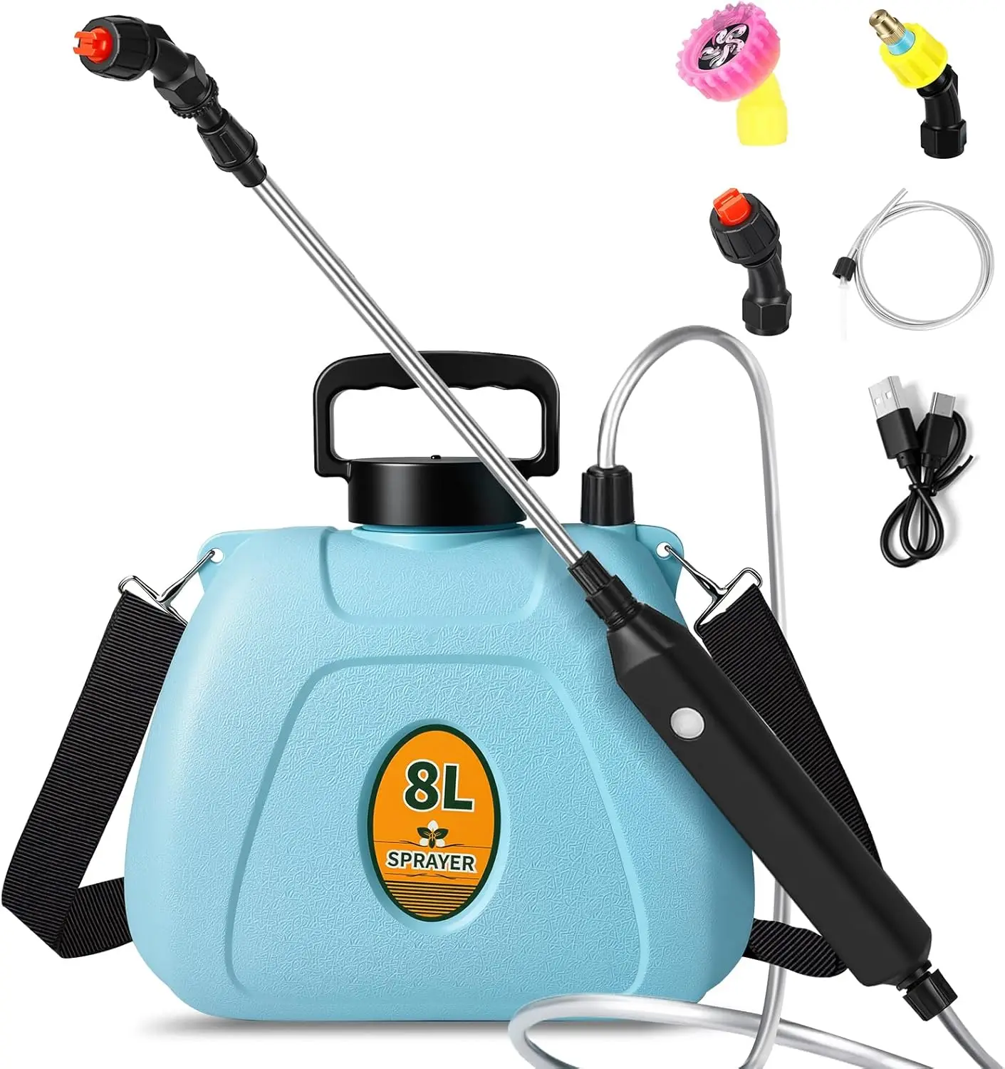 

2 Gallon Battery Powered Garden Sprayer,2025 Upgraded Electric Weed Sprayer with 3 Adjustable Speed, Battery Indicator,Rechargea