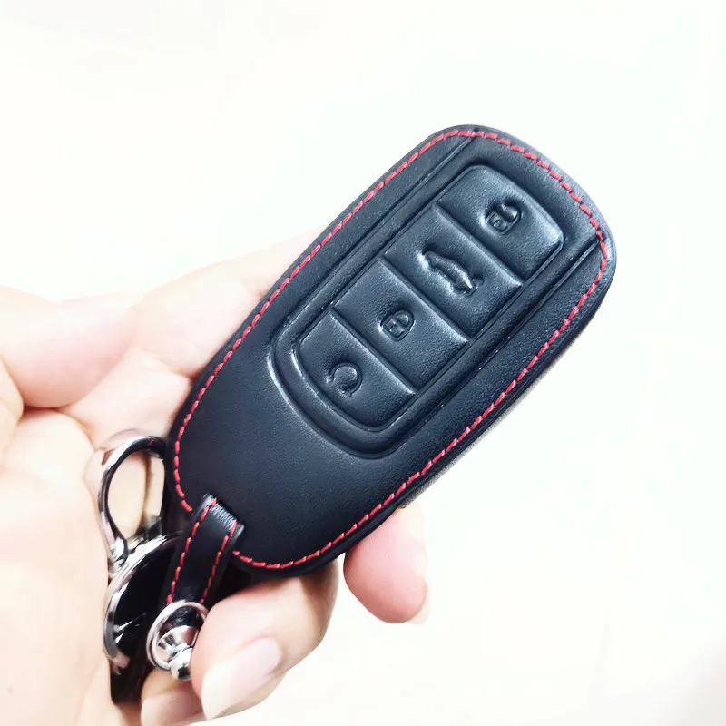 For Chery Omoda 5 C5 FX 2022 2023 2024 Car Key Case Protective Cover Black Leather 4 Button Remote Control Buckle Accessories