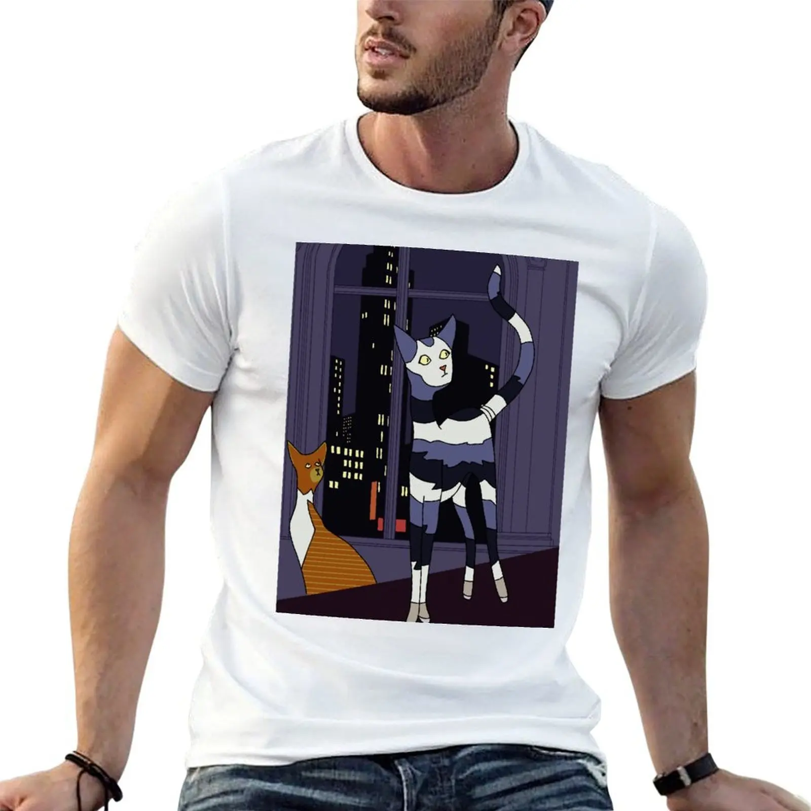 Montgomery and Renée, Art Deco Cats T-Shirt cotton t shirts man 100% funny t shirts dark humor man t shirts graphic T-shirt