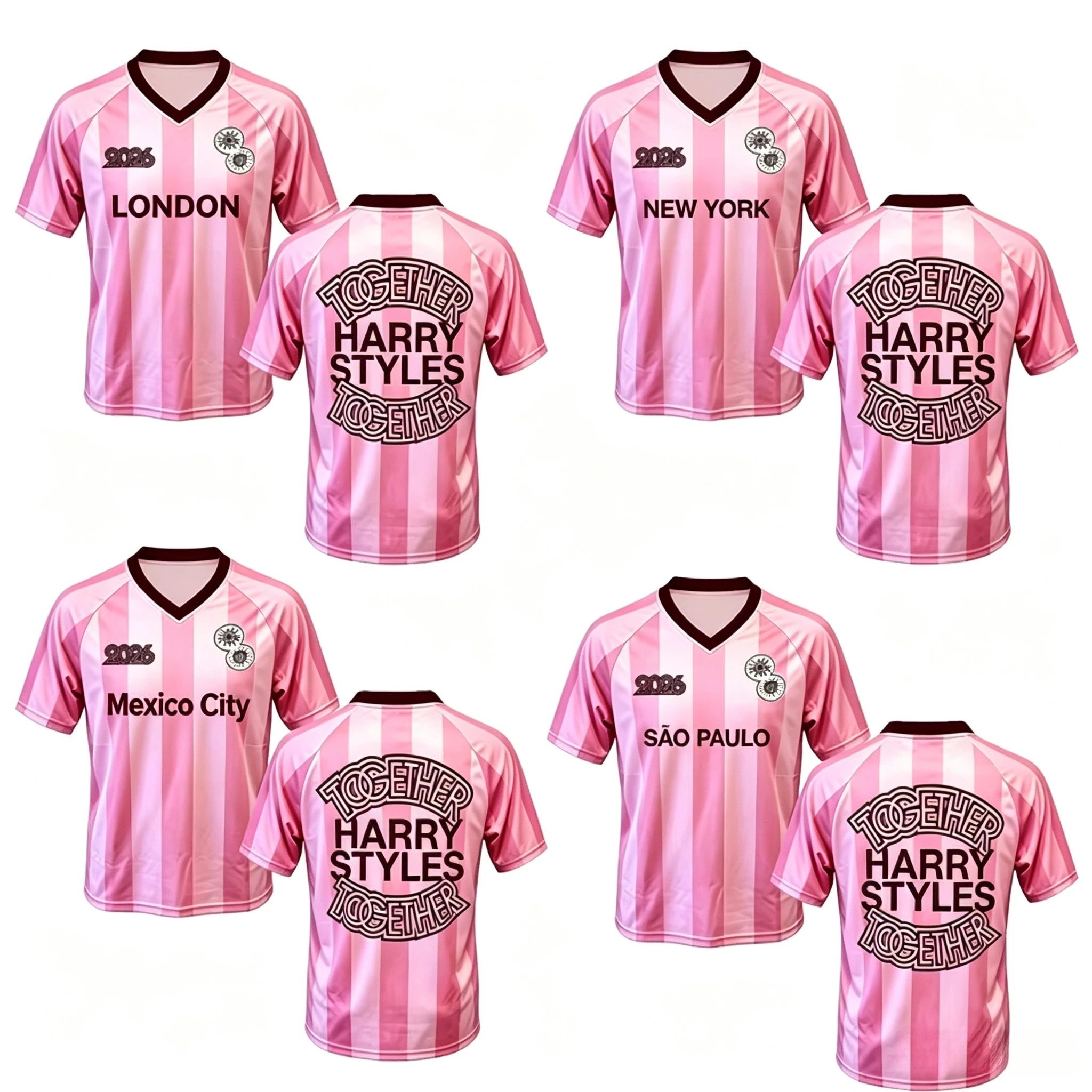 2026 New HarryStyles Together Tour Pink Soccer Jersey MEN WOMEN Shirt Arrivals Shirts Summer V-neck BreathableMesh Unisex TOP