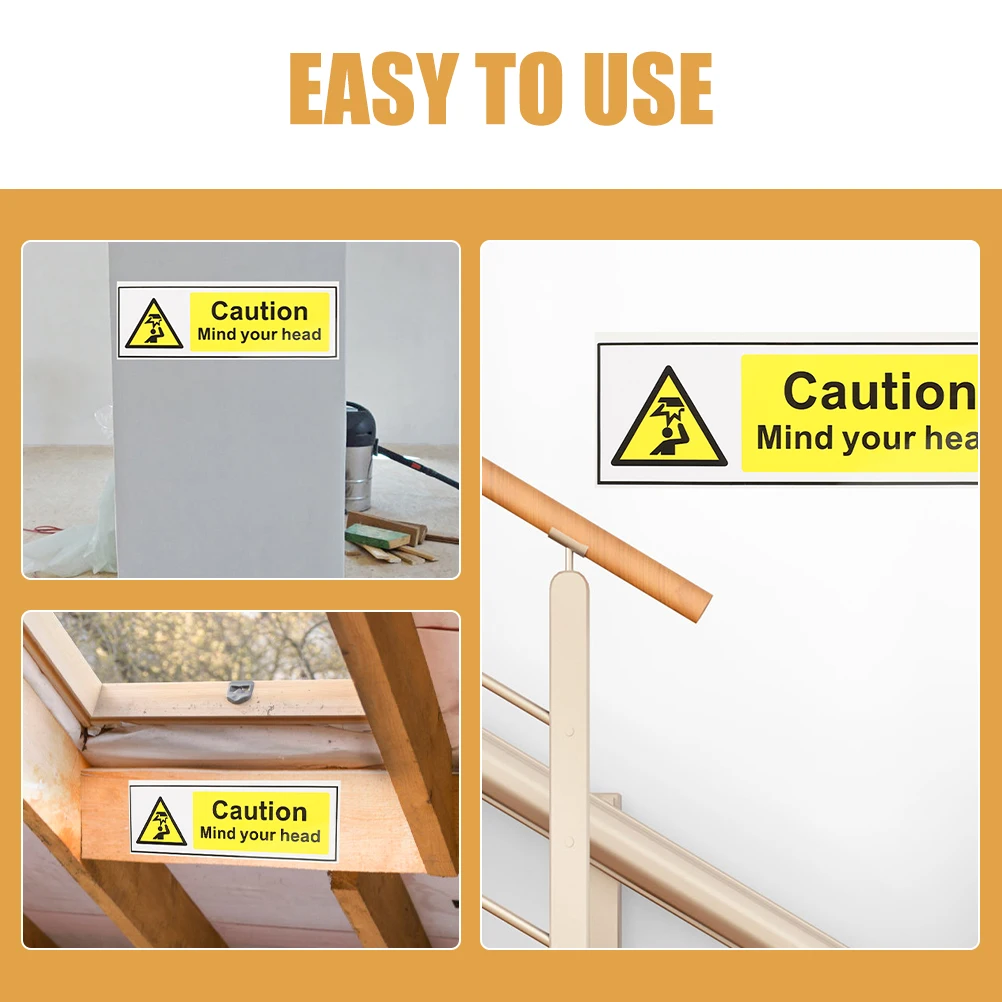 

2 Pcs Your Watch Your Head Sign Head Warning Sticker PVC Watch Decal Traffic Caution Stickers Warning Signs Signs