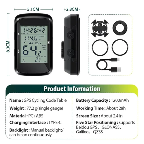 Imagen 2 del producto NEWBOLER-odómetro GPS para ciclismo, ordenador para bicicleta, velocímetro inalámbrico, soporte Powermeter, pantalla de 2,4 pulgadas, accesorios para bicicleta