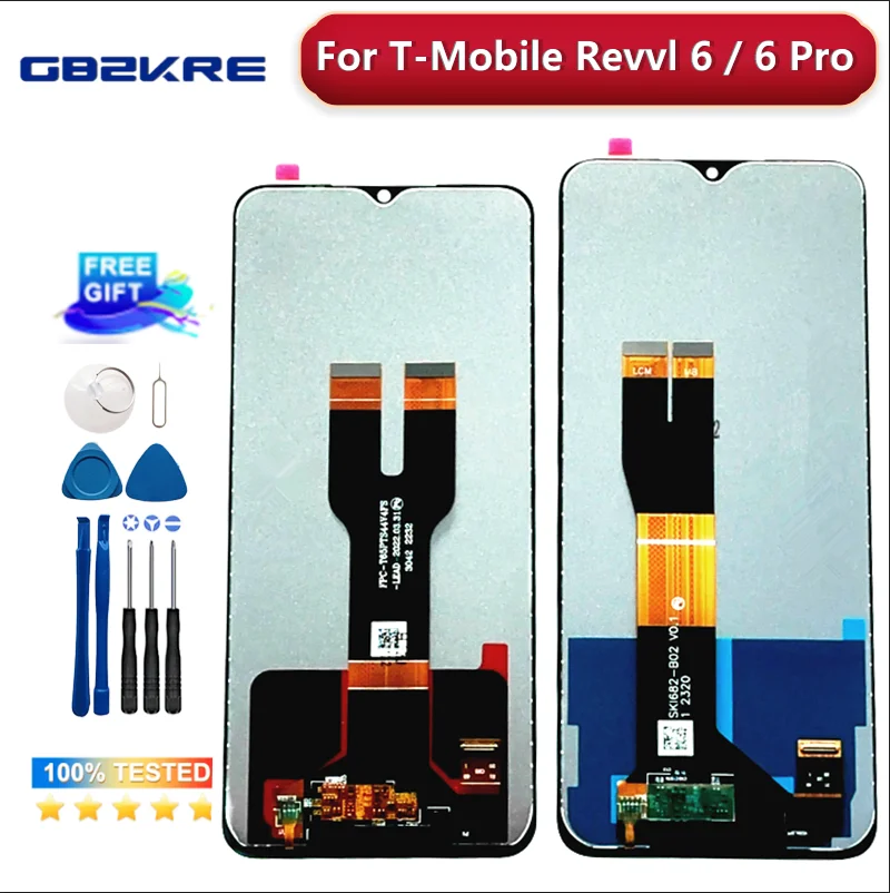 Original Tested For T-Mobile Revvl 6 Pro 5G LCD TMAF035G Display Screen Touch Digitizer Assembly LCD For REVVL6 TMAF025G LCD