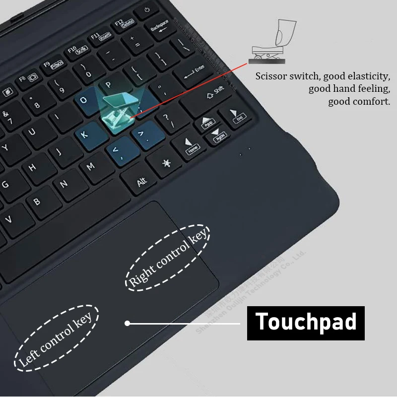 Acessórios para tablet magnético sem fio com touchpad teclado Bluetooth para Microsoft Surface Go e Microsoft Surface Pro