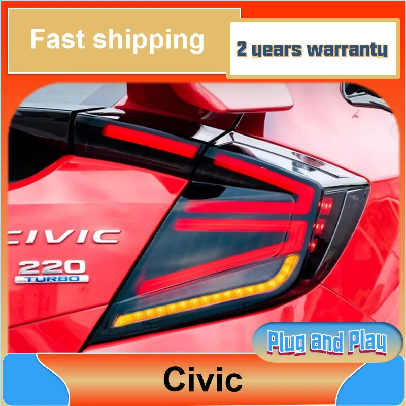 Car Styling for Honda Civic Hatchback Taillight 2016-2021 Civic Taillamp DRL Fog Brake Turn Signal Reversing