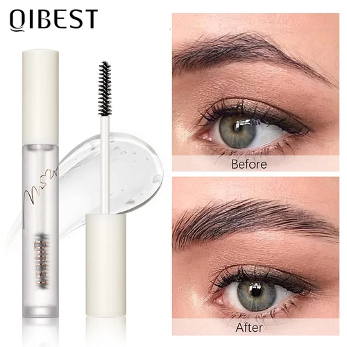 QIBEST gel para cejas cera transparente para cejas resistente al agua de larga duración con cepillo 3D jabón para peinar cejas cosméticos para mujeres