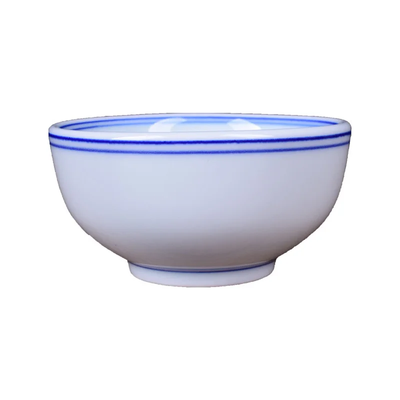 Chinese Blue And White Porcelain Bowl Thickened Blue Edge Ceramic Rice Soup Bowl