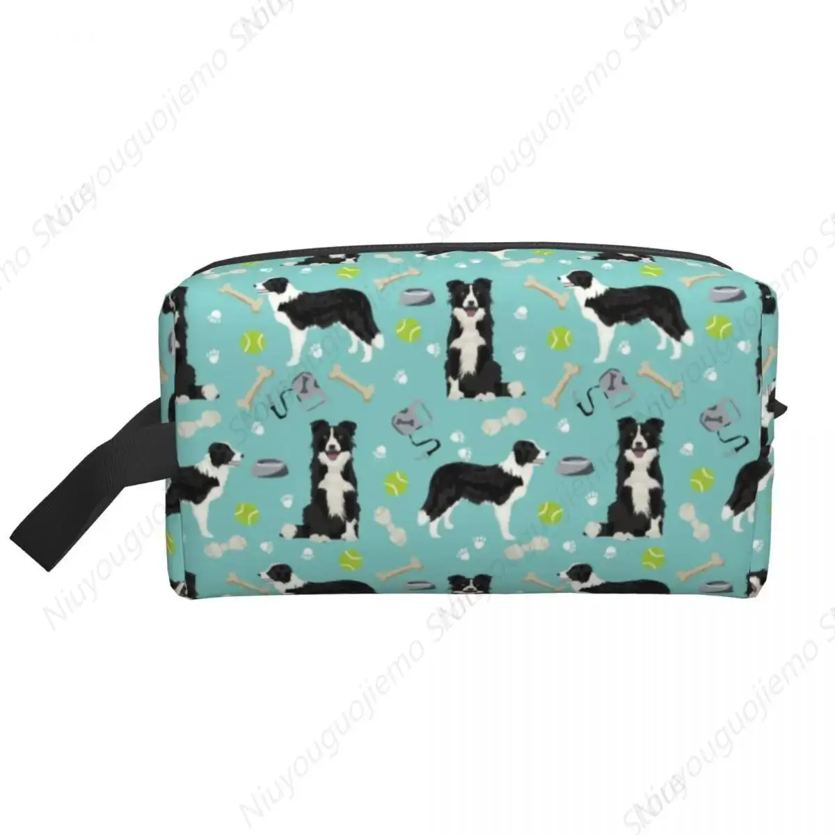 Border Collie Makeup Bag for Women Travel Cosmetic Organizer Fashion Friendly Dog Storage Toiletry Bags