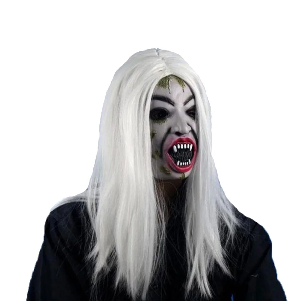 Halloween bianco lungo per feste in maschera, costumi cosplay, palle, uomini e donne, spaventa scherzo, stile regolabile, strega