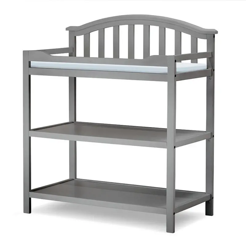 Pine Infant Changing Table With Cushion & Safety Strap, Wood Baby Diaper Station Approve SGS Test