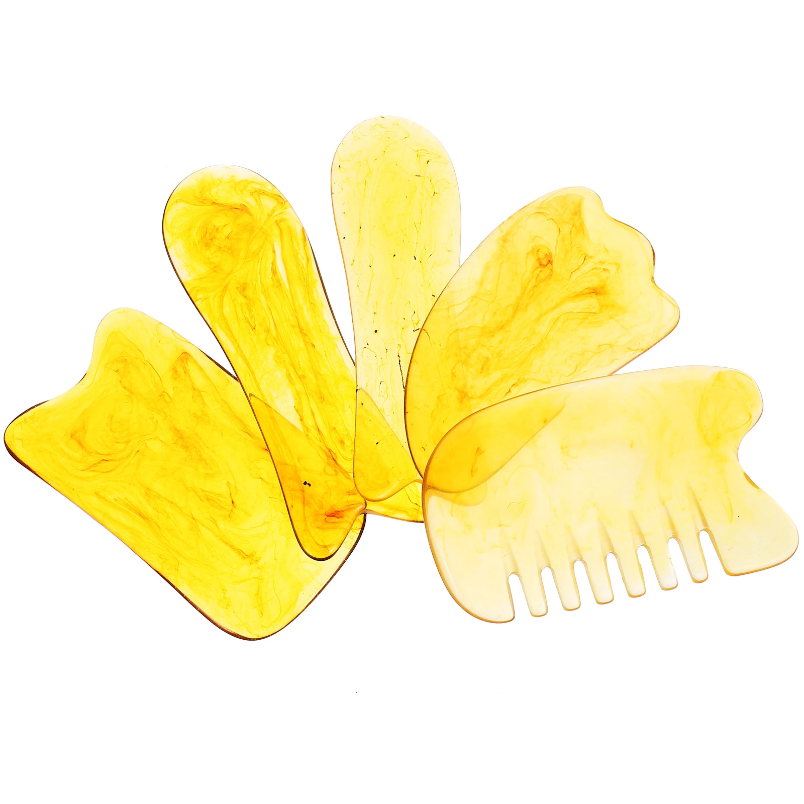 

5pcs Natural Resin Board Neck Back Shoulder Massaging Tool Facial Scraping Massage Tool Beauty Scalable Therapy