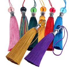 2Pcs 8cm/3.15inch Long Silk Tassel Brush Metal Caps Tassel Charms Pendant DIY Jewelry Making Jewelry Components Accessories
