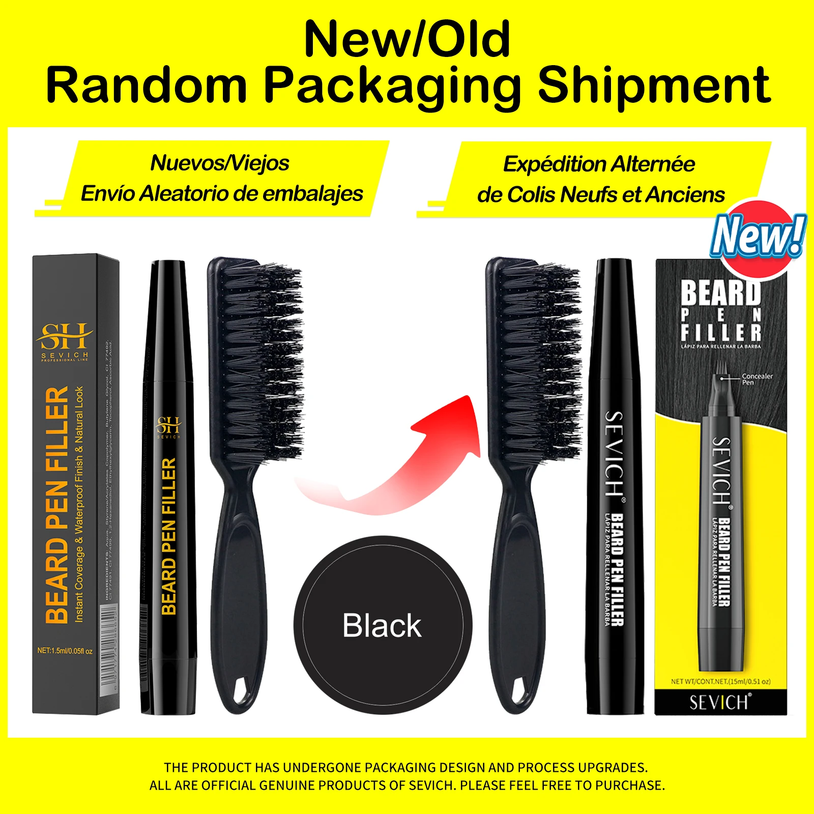 SEVICH Beard Filling Pen Kit Beard Enhancer Brush Beard Coloring Shaping Tools Waterproof Black Brown Hair Pencil Repair Tools