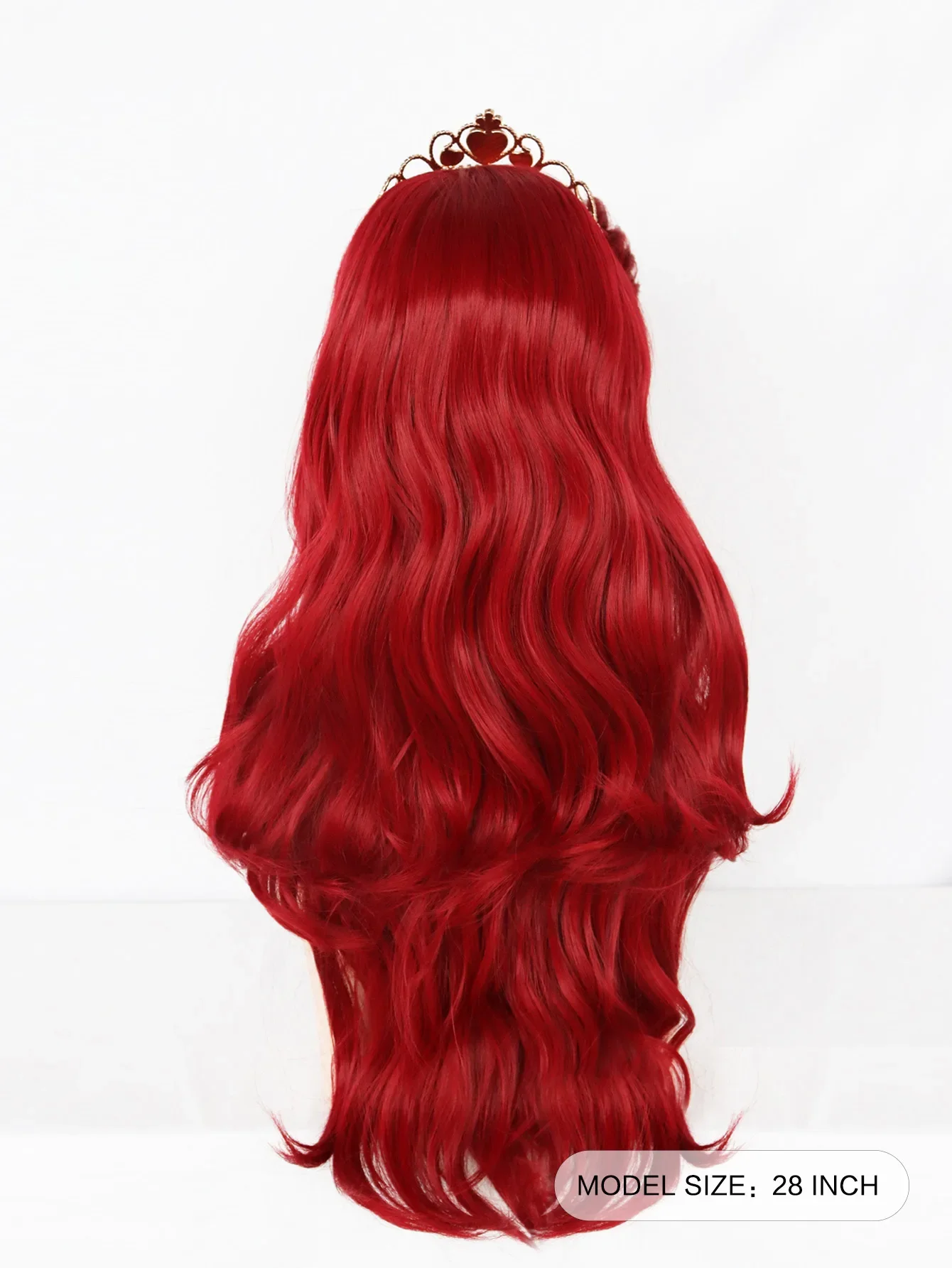 Parrucca cosplay sintetica rossa ondulata lunga Parrucca principessa Ariel per Halloween Gioco di ruolo Costume Natale per donna Parrucca da vestire