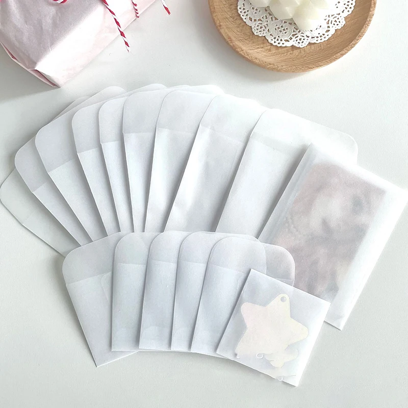 100PCS/lot Mini Size Translucent Sulfuric Acid Paper Envelopes For Wedding Gift Packing Jewelry Photos Package Package