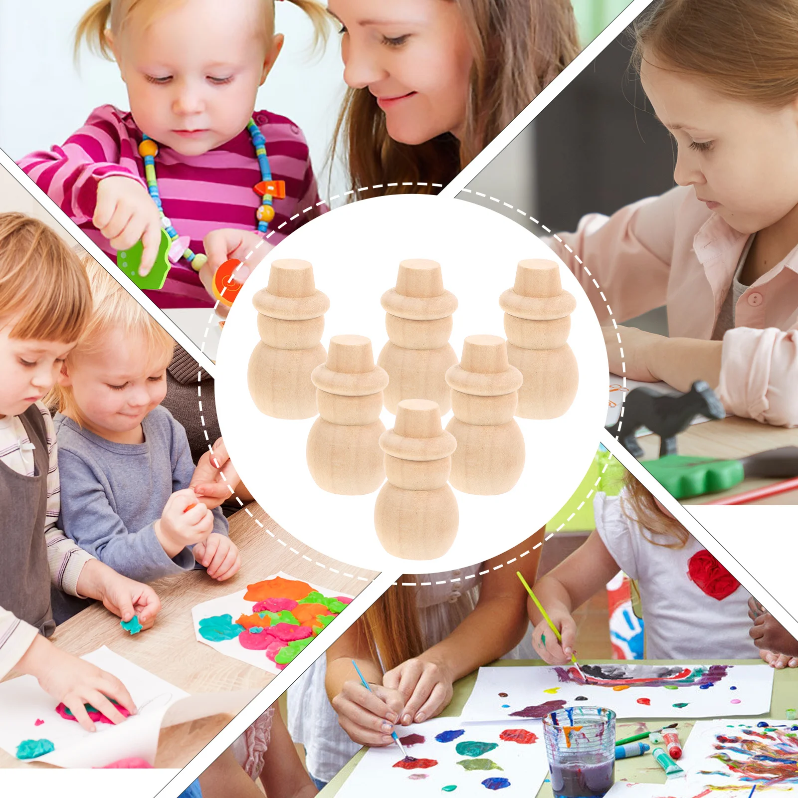 20 قطعة ربط خشبي الناس لم تنته دهان داي الحرفية الخشب الطبيعي شخصيات فارغة للأطفال الفن الحرفية غرفة الديكور خشبية #6