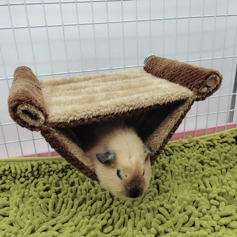 Pet Hammock for Small Animal Double Thick Plush Warm Bed for Hamster House Nest Sleeping Bag Hanging Tree Beds Pet Hamster Nest