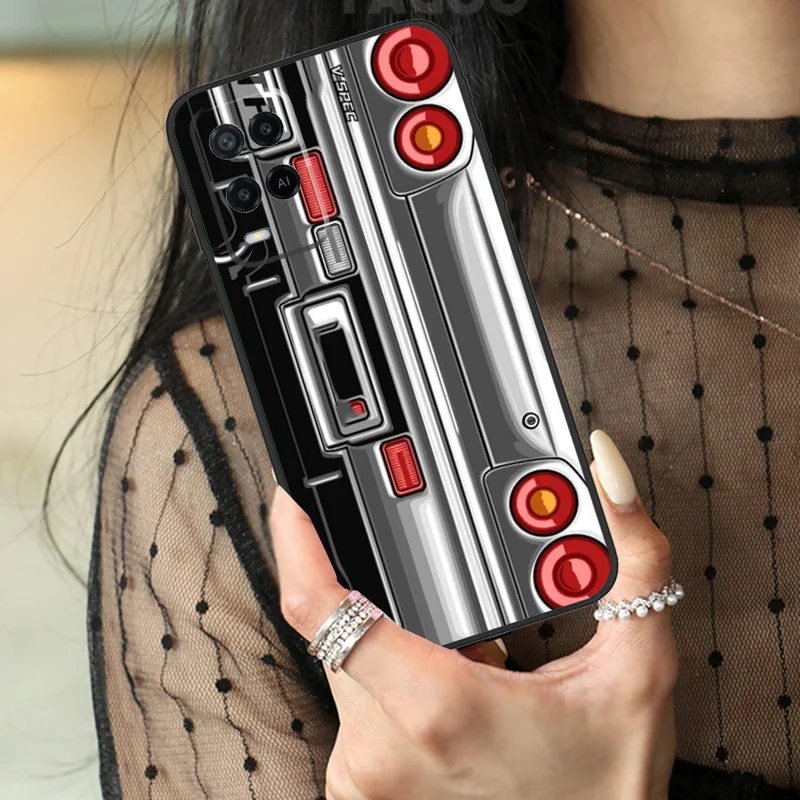 Car Back Cartoon Art JDM Case For Oppo A74 A94 A54 A80 A60 A40 A18 A38 A58 A78 A98 A96 A76 A16 A15 A17 A57 A77 A5 Pro