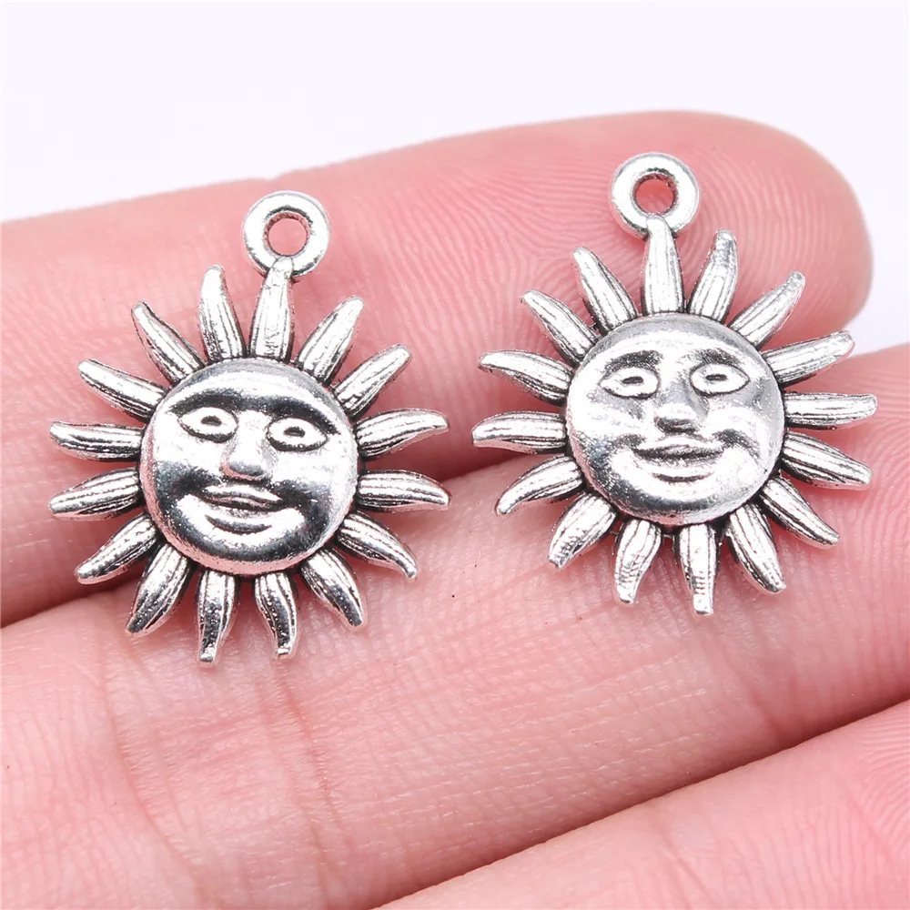 10pcs Antique Bronze Silver Color Sun Charms Pendant Jewelry Metal Alloy Jewelry Marking Sun Charms For Jewelry Making