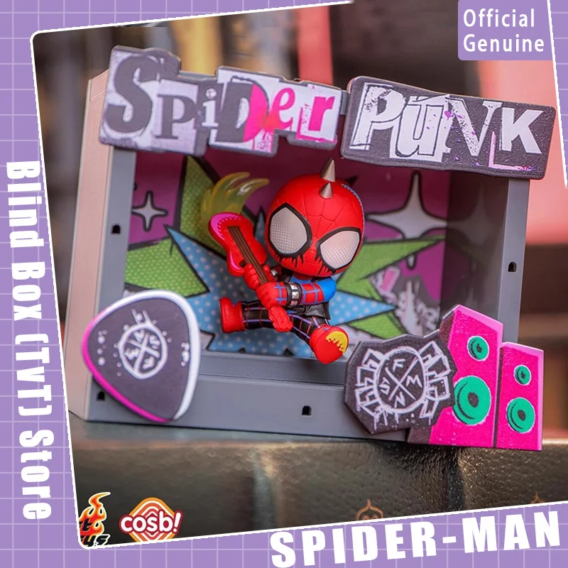 

Genuine Hot Toys Spider-Man Cross The Spider-Verse Cosbi Diorama Series Blind Box Cute Doll Boy Collection Desktop Ornament Gift