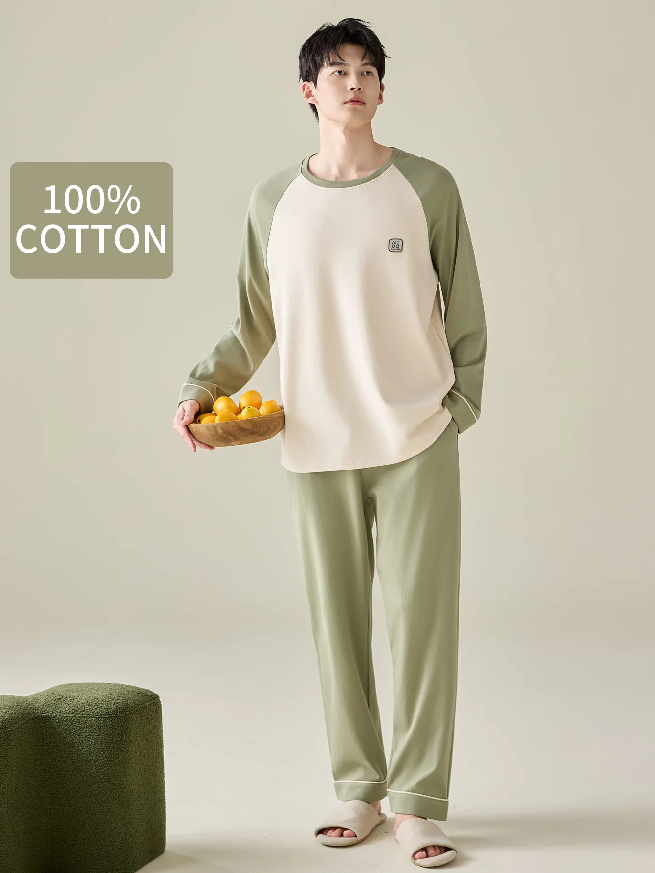 

Мужская одежда для сна из 100% хлопка с длинными рукавами, четырехсезонная мужская одежда больших размеров, подростковый домашний костюм из чистого хлопка, комплект для тепла