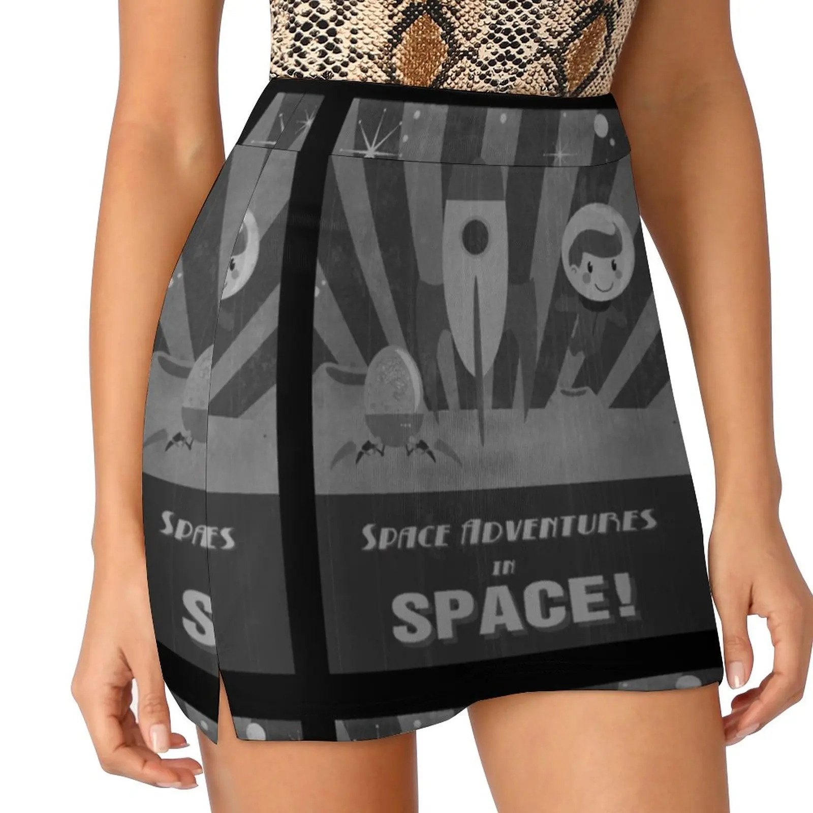 Space Adventures , In Space! Women's skirt Y2K Summer Clothes 2022 Kpop Style Trouser Skirt With Pocket Retro Space Sci Fi 50S