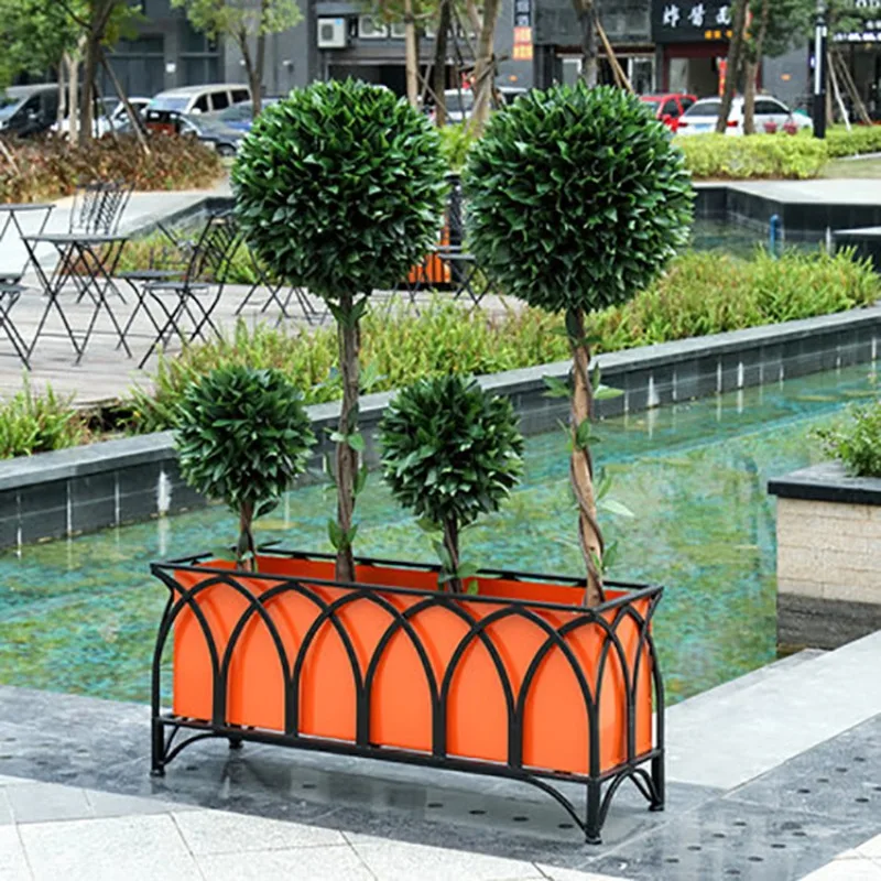Floor-to-ceiling flower stand, outdoor wrought iron flower box, flower slot, potted plant display , road and courtyard partition