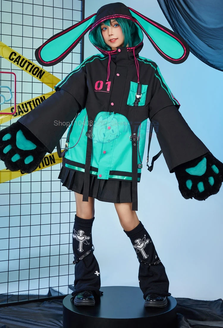 Disfraz de pata para mujer, disfraz de Halloween, peluca de Cosplay Mikku, pelucas de Anime desmontables, zapatos Fnaf para hombre y mujer